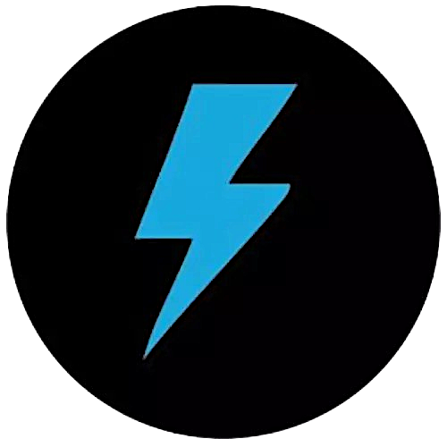 Blue lightning bolt icon on a black background