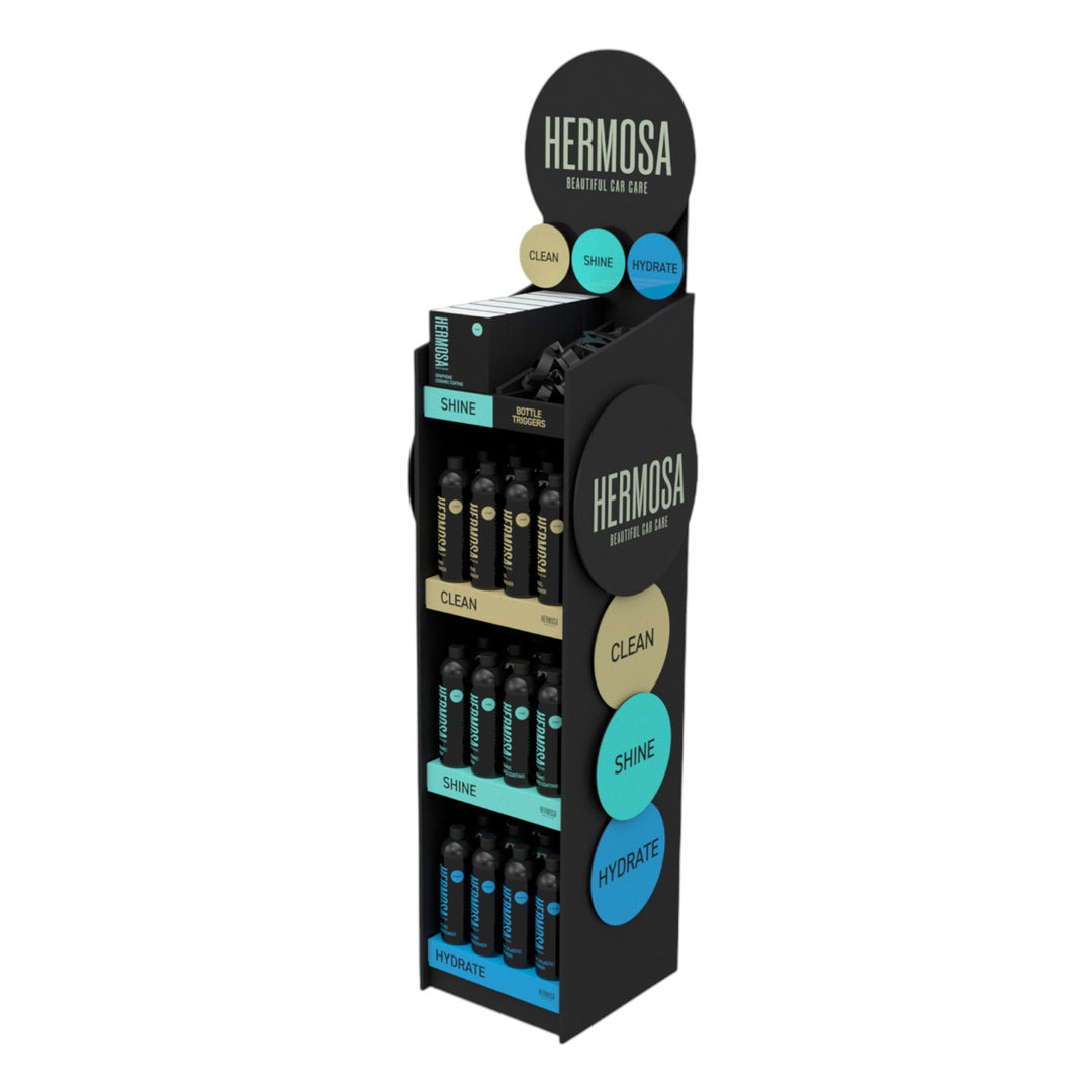 Hermosa car care retail display stand